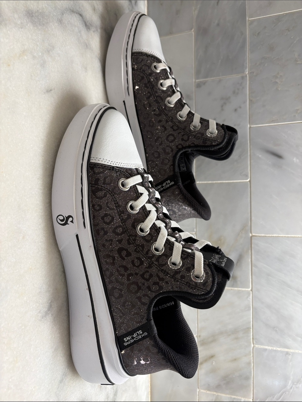 Snoop Dogg Skechers Slip-In Women’s Sneakers in Charcoal Leopard Print